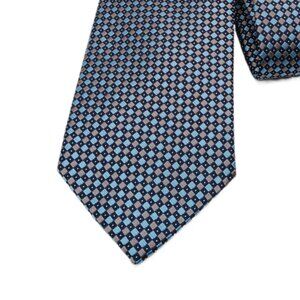 Pronto Uomo Silk Tie Men’s 62” Blue Gray Geometric Woven Corpcore Classic New